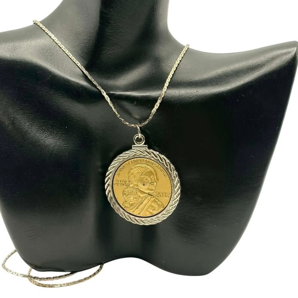 Gold & Silver America Indian Coin Necklace